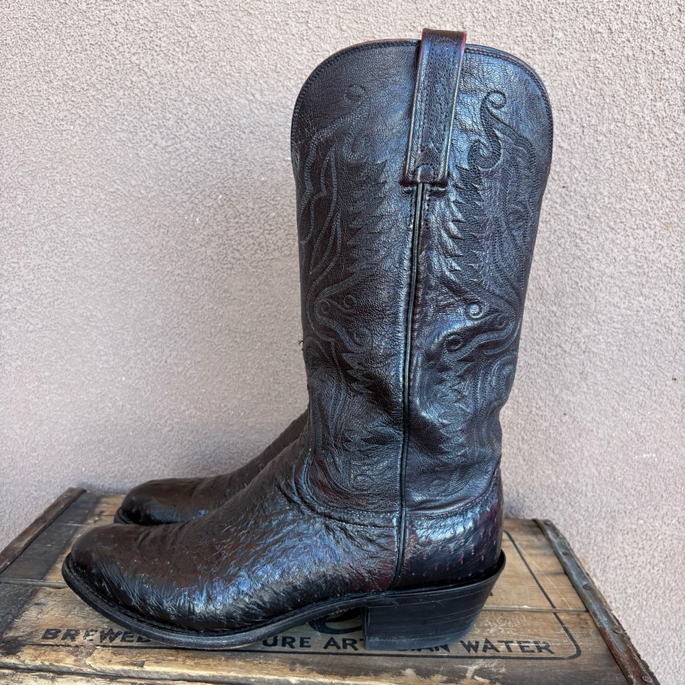 Lucchese 1883 Black Cherry Ostrich Western Boot
